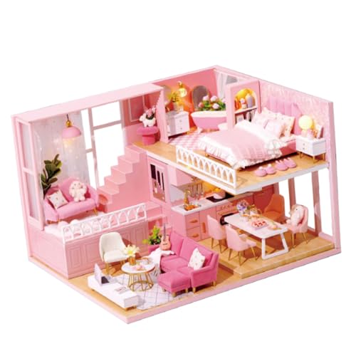 KONTONTY 1Stk Miniatur DIY bastel Set für Kinder zabawki stymulujące rozwój Kinderzimmer Dekoration Educational Toys DIY Holzhaus Spielzeug Mini-Wohnung Kabinenmodell von KONTONTY