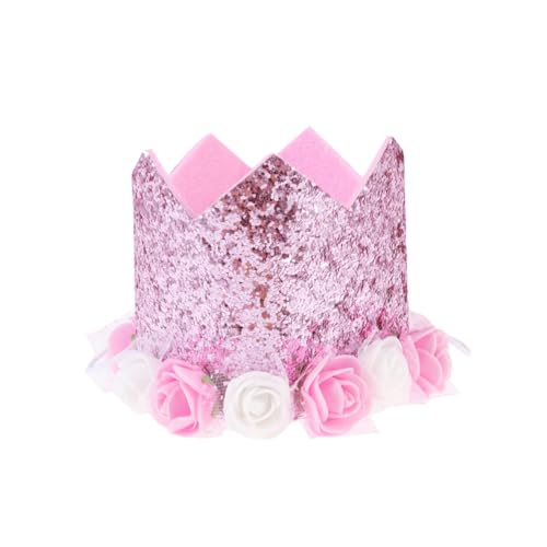 KONTONTY 1Stk Pailletten Krone party mitgebsel kinderparty mitgebsel birthday crown party decoration Geschenkidee Geburtstag Kinderkrone -Krönung Kronenhut Prinz Krone Rosa von KONTONTY