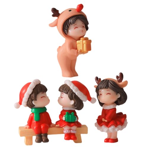 KONTONTY 2 Paar Weihnachtspaarstatue Desktop-Liebhaber-Figur Hochzeitspaar-Statue miniaturfiguren miniaturen Figuren Auto weihnachtsschmuck Weihnachtsdekorationen paarfiguren aus Kunststoff von KONTONTY