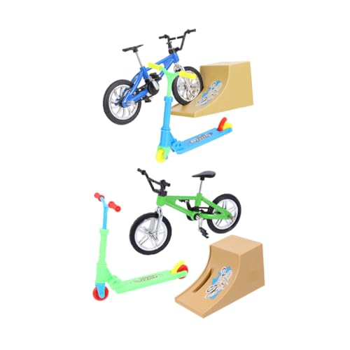 KONTONTY 2 Sätze Fingerrad Fahrradmodell Faltbares Fahrrad Fingerbike Mit Rampe Tischspiel Mini-Mountainbike Mini-Skateboards Mini-Schreibtisch-wettbewerbsspiel Teck-Deck Plastik von KONTONTY