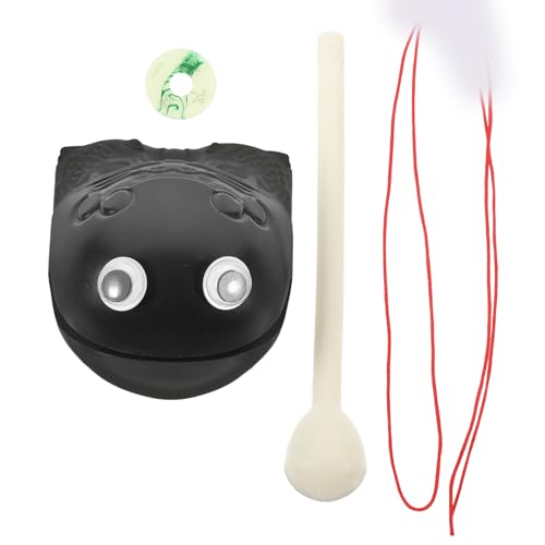 KONTONTY 2 Sätze Musikinstrument- Frosch-Instrument Handtrommel Mit Schlägel Bürospielzeug Tempelglocke Percussion- Bildungsspielzeug Bürobedarf Lehrmittel Black Plastik von KONTONTY