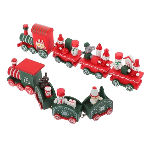 KONTONTY 2 Sätze Weihnachtszug Weihnachtsmann-schneemann-Zug Eisenbahn Spielzeug Unter Christbaumschmuck Züge Für Kinder Retro-blechspielzeug Kinder Dekor Eisenbahngleise Colorful Holz von KONTONTY