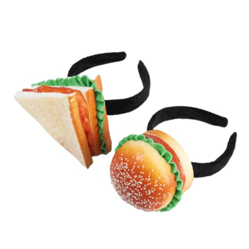 KONTONTY 2 Stück Hamburger Stirnband Simulation Lebensmittelmodell Neuheit Kostüm Hut Sandwich Stirnband Verrückte Hüte Für Weihnachtsfeier Kopfbedeckungen von KONTONTY