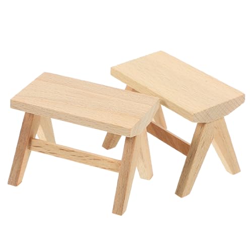 KONTONTY Miniatur Holzstuhl Modell Für Puppenhaus Mini öbel Für Doll House Tiny Wooden Stool Puppenhaus Zubehör Ideales Für Kreative Rollenspiele von KONTONTY