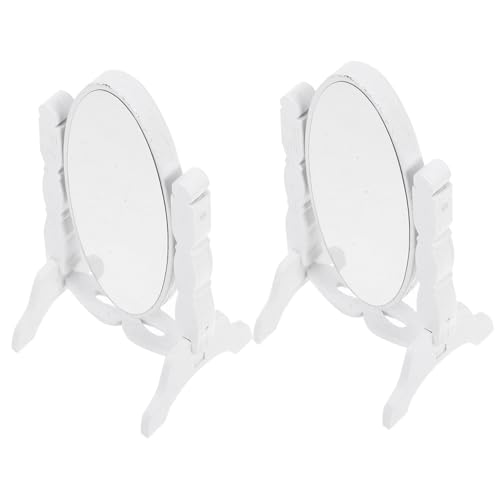 KONTONTY 2 Stück Puppenhaus Spiegel Retro Miniatur Stehender Schminkspiegel Weiß Holz Möbel für Puppenhaus Schlafzimmer Bastelzubehör KONTONTY 2 Stück Puppenhaus Spiegel Retro Miniatur Stehender Schminkspiegel Weiß Holz Möbel für Puppenhaus Schlafzimmer Bastelzubehör von KONTONTY