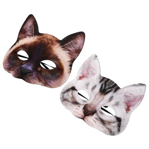KONTONTY 2 Stück Realistische Katzenmaske Cosplay Masken mit Elastischer Passform Atmungsaktiv und Komfortabel für Halloween Karneval Party mit Detailreichem Katzen Design und KONTONTY 2 Stück Realistische Katzenmaske Cosplay Masken mit Elastischer Passform Atmungsaktiv und Komfortabel für Halloween Karneval Party mit Detailreichem Katzen Design und von KONTONTY