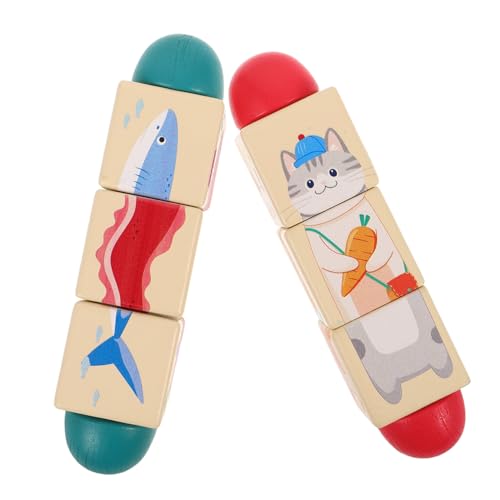 KONTONTY 2 Stück Teiliges Montessori Lernspielzeug Drehbare Tierpuzzle aus Holz mit Drehbaren Blöcken für Greifhand Koordinationsförderung Buntes Sensorisches Frühförderungsspielzeug KONTONTY 2 Stück Teiliges Montessori Lernspielzeug Drehbare Tierpuzzle aus Holz mit Drehbaren Blöcken für Greifhand Koordinationsförderung Buntes Sensorisches Frühförderungsspielzeug von KONTONTY
