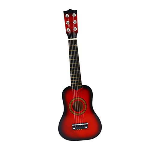 KONTONTY 23 Gitarrenspielzeug Holzgitarre Gitarre Tragbare Gitarre Bambus Rot von KONTONTY