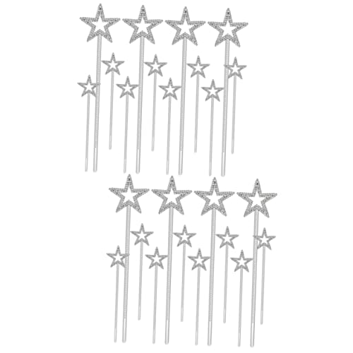 KONTONTY 24 STK Zauberstab Feenhaftes Feenkostüm Tinker Bell Engel Fairy Wand kinderkostüme kinderspielzeug schöne Sternenfee-Sticks Requisiten für Tanzaufführungen Plastik Silver von KONTONTY