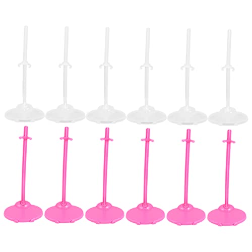 KONTONTY 24St Puppe stehender Clip Actionfigurenständer hohe Puppen transparente Puppenständer Figure Stand puppenzubehör pink Spielzeug Stützständer für Puppen Puppenfigurenständer Plastik von KONTONTY