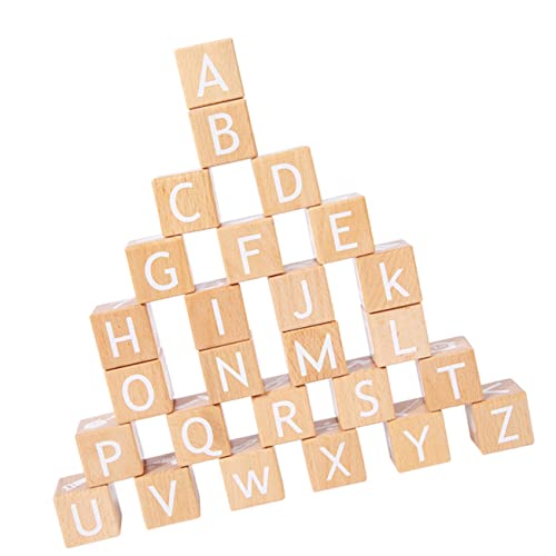 KONTONTY 26Pcs Alphabet Blöcke Tragbare Alphabetspielzeug Lernen Große Bausteine ​​Holzbuchstaben Große Anzahl Lernspielzeug Buchstaben Lernspielzeug Holz Khaki von KONTONTY