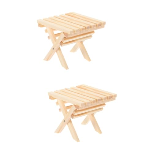 KONTONTY 2St Miniatur-Klapptisch Kuchen Puppe Puppenbett Puppenhausmöbel Mini-Lebensmittel Holztisch Spielzeugmöbel Klappbarer Minitisch filigraner Minitisch hölzern Khaki von KONTONTY