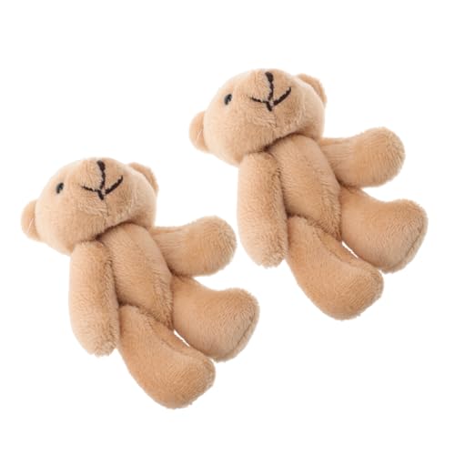 KONTONTY 2St Puppenhauspuppe Geburtstags Kuscheltiere Puppenhaus Zubehör partygeschenke Kleiner Bär Blumenstrauß Bärendekor Stofftierspielzeug kurzer Plüsch Beige von KONTONTY