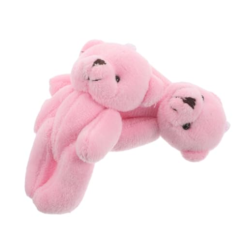 KONTONTY 2St Puppenhauspuppe Mini Mini plüschtiere Kleiner Plüschbär Mini-Plüschbär Plüschbärenpuppe DIY Plüschbär Mini-Bärenpuppen Minibären kurzer Plüsch Rosa von KONTONTY