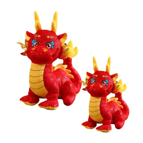 KONTONTY 2st Jahr Der Drachen-Maskottchen-Puppe Stofftier Puppenaugen Drachenpuppe Chinesisches Neujahrsgeschenk Ausgestopfter Drache Für Kuscheltier Drache Plüsch von KONTONTY