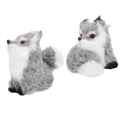 KONTONTY 2st Kleine Fuchsverzierung Kuscheltiere Aus Dem Wald Fuchsplüsch Waldtierfiguren Simulationstiere Plüschtier Fuchs Simulation Plüschtiere Fuchs-Ornament Plüschfuchs Grey Plastik von KONTONTY