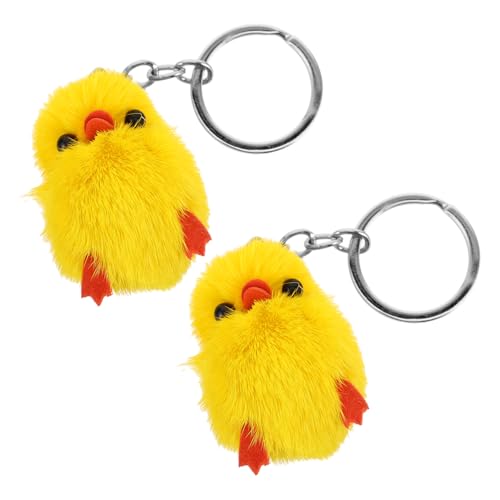 KONTONTY 2st Kleiner Gelber Enten-schlüsselanhänger Handhaben Puppe Schlüsselanhänger Armbänder Schlüsselanhänger Für Schultaschen Saugnapf Männer Hut Netz Figur Rostfreier Stahl Yellow von KONTONTY