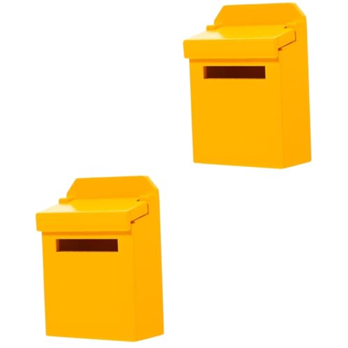 KONTONTY 2st Letterbox-Modell Puppe Mini-briefkasten Miniatur Wand Briefkasten Kinder Dekor Mini-Mailbox-Modell Figuren Für Kinder Puppenhausmöbel Briefkasten Zur Wandmontage Yellow Hölzern von KONTONTY