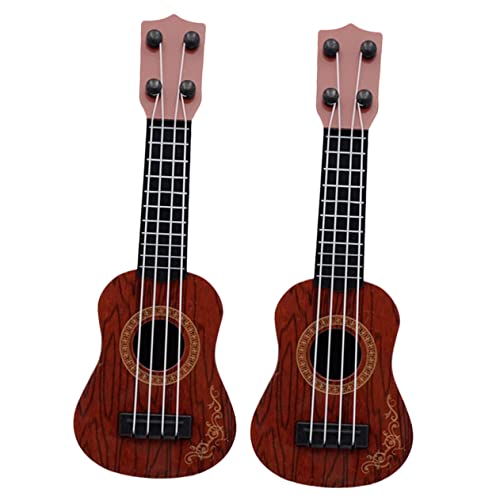 KONTONTY 2st Mini-Ukulele Gitarre Gitarrenspielzeug Für Kleinkinder -Ukulele-gitarrenspielzeug Kinderspielzeug Klassische Ukulele Musikspielzeug Für Babys Brown Plastik von KONTONTY