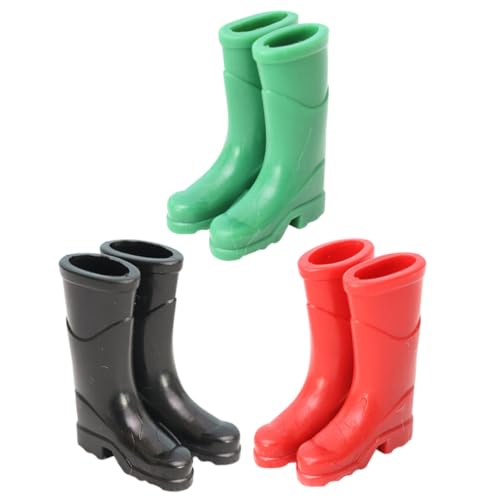 KONTONTY 3 Paar Mini Puppenhaus Regenstiefel Babyspielzeug Dekorative Mini Schuhe Puppenhaus Schuhe Mini Stiefel Modelle Miniatur Schuhe Dekor Spielzeughaus Regenschuh Mini von KONTONTY