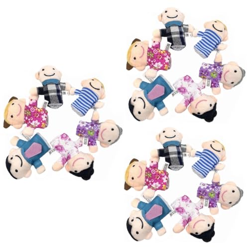 KONTONTY 3 Sätze 6Tlg Fingerpuppen der Familie fingerpuppen-Set Handpuppen für Kinder Fantasievolles Spielzeug Fingerhandschuhpuppen Puppe Fingerpuppen Mini gefüllt Familie Fingerpuppen von KONTONTY