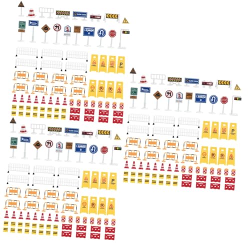 KONTONTY 3 Sätze Simulierte Verkehrsbarrikaden Straßenband Zapfen -Verkehrsschild Straßensperre Plarail Aufkleber Engineering Verkehrszeichen Für Behälter Plastik von KONTONTY
