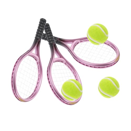 KONTONTY 3 Sätze Tennisschläger Tennis Miniatur Netz Badminton Fledermäuse Werkzeug Dekoratives Mini-Tool Desktop-Mini-tennisschläger Minihouse-Tool Für Mini-Sachen Plastik von KONTONTY