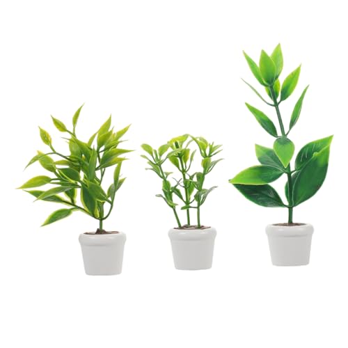 KONTONTY 3 Stück Handgefertigte Miniatur-blumentöpfe für Puppenhaus Künstliche Miniatur-Bonsai-Pflanzen in Weiß Platzsparende Dekoration für Mikro-Landschaft und Miniaturgärten KONTONTY 3 Stück Handgefertigte Miniatur-blumentöpfe für Puppenhaus Künstliche Miniatur-Bonsai-Pflanzen in Weiß Platzsparende Dekoration für Mikro-Landschaft und Miniaturgärten von KONTONTY