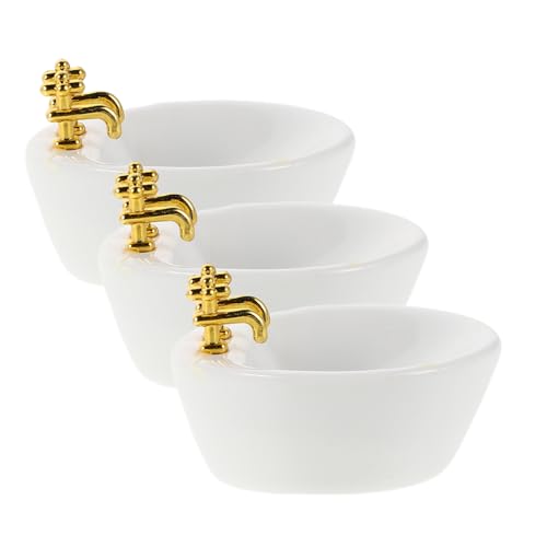 KONTONTY 3 Stück Maßstab Puppenhaus Badezimmer Möbel Weiß Bad Waschbecken Miniatur Waschbecken für Puppenhaus Dekoration KONTONTY 3 Stück Maßstab Puppenhaus Badezimmer Möbel Weiß Bad Waschbecken Miniatur Waschbecken für Puppenhaus Dekoration von KONTONTY