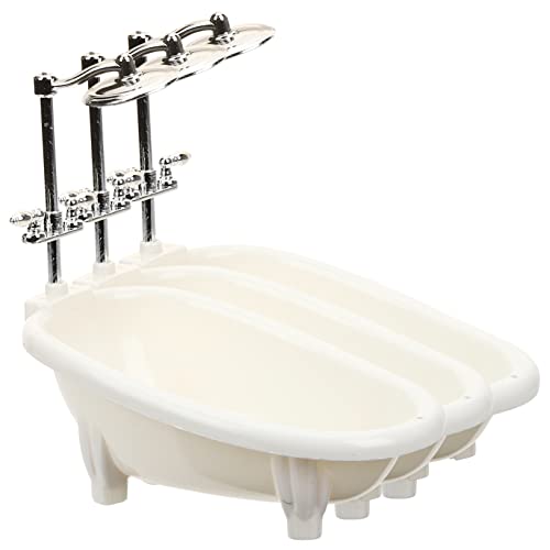 KONTONTY 3 Stück Mini Puppenbadewanne Set Modell Miniatur Badezimmer Zubehör Für Puppen Perfekt Für Puppenhaus Und Kreative Spielwelten von KONTONTY