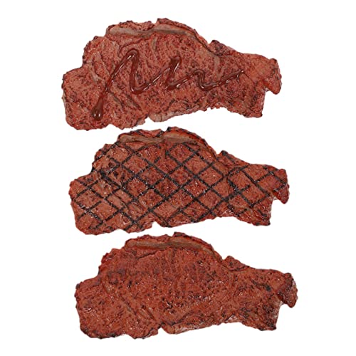 KONTONTY 3 Stück Steak Modell Künstliche Steak Requisiten Küche Lebensmittelmodell Gefälschte Steak Ornamente Exquisite Gefälschte Realistische Gefälschte von KONTONTY