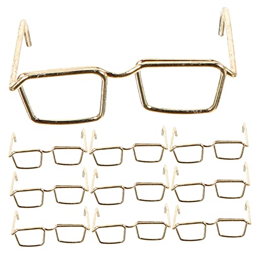 KONTONTY 30 STK Brillengestell Puppenkleidung Mini Schnapsgläser Puppe Verkleidet Sich Mit Brille Ohne Linse Brille Zum Anziehen Der Puppe Puppenzubehör Puppenbrille Stahl Golden von KONTONTY