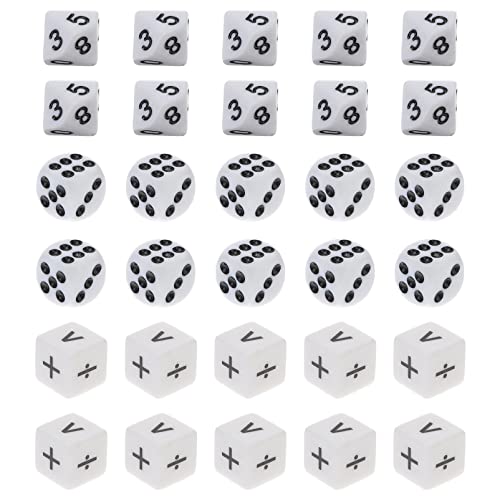 KONTONTY 30 STK Hilfslehrwürfel Spiele Leere Würfel Mathe-lehrmittel Große Würfel Farbige Würfel Würfelspiel Für Die Sammelwürfel Mathe-lehrwürfel Mathematik Würfel Acryl Weiß von KONTONTY