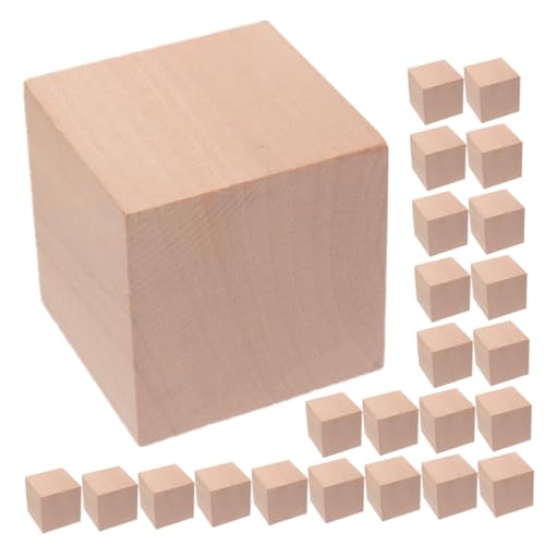 KONTONTY Holzblock 30st Block Spiele Bauen Zappeln Schnitzen Rätsel Puzzle Stapelblöcke Spielzeuge Bausteinspielzeug Für Bausteine Leere Holzklötze Kleine Holzwürfel Hölzern Wooden Blocks von KONTONTY