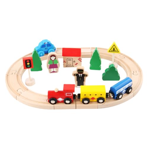 KONTONTY 32 Teiliges Puzzlespielzeug Aus Buchenholz Kreatives Eisenbahn Waggon Set Für Motorische Fähigkeiten Und Fantasievolles Ideal Für Jungen Und ädchen Ab 3 Jahren von KONTONTY