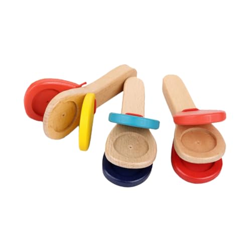 KONTONTY 3Pcs Handle Castanet Instrumente Castanet Castanet Castanet Musikinstrument Musikspielzeug Percussion Musical Percussion Toy Holz von KONTONTY