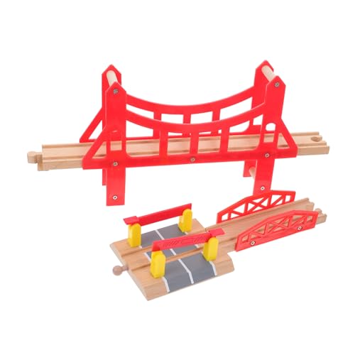 KONTONTY 3St Gleisbausteine Zubehör für Gleisbrücken Kinder tylonal Kleinkinderschürze Kinder holzspielzeug Zugbrücke Holzspielzeug Set Bahngleisbrücken aus Holz Bahnausbaugleise von KONTONTY