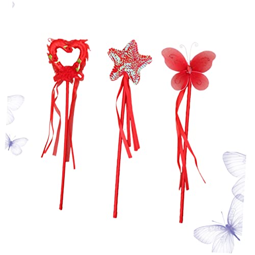 KONTONTY 3St Pentagramm-Zauberstab Fairy Wand verkleidung Fashing Costume Children Toys Geburtstagsparty- Abschlussball Requisiten Feenstab Party Zauberstab rot von KONTONTY