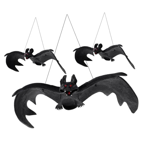 KONTONTY 3St Simulations-Fledermaus-Anhänger Halloween 3D fledermäuse Dekoration hängende Halloween-Verzierung Halloween wanddeko Halloween basteln Partyschmuck Halloween-Zubehör Gummi von KONTONTY