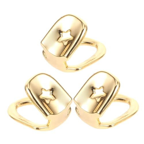 KONTONTY Cosplay Zähne Schmuck Grill Zähne Kappen 3 Stücke Gold Metall Einzelne Zahn Kappe Mund Grills von KONTONTY