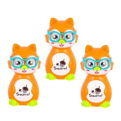 KONTONTY 3St schieben interaktives kinderspielzeug Toys Squirrel Toy Cars Bildungsspielzeug Cartoon-Auto für Trägheitsspielzeug Plastik Orange von KONTONTY