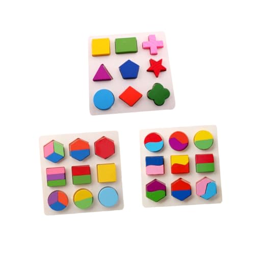 KONTONTY 3-teiliges Pädagogisches Geometriebrett Form-Matching-Platten Puzzleblöcke Frühes Lernen Für Kinder Aus Holz Vorschulspielzeug Kinderpuzzle von KONTONTY