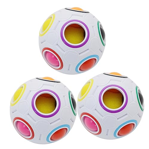 KONTONTY 3st Magischer Ball Puzzleball Regenbogen Würfelspielzeug Logik-Puzzle-Spielzeug Ball Zum Stressabbau Lernspielzeug Für Kinder Bauwürfel Spielzeug Würfel Ball Spielzeug Abs Colorful von KONTONTY