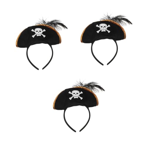 KONTONTY 3st -hut-stirnband Mini-piraten-kopfbedeckung Piratenbandana Zubehör Für Halloween-requisiten Piraten-performance-requisiten Piratenspielzeug Piratenhaken Black Vlies von KONTONTY