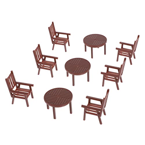 KONTONTY 4 Sets Mini Tisch Und Stühle Mini Ausstattung Spielhaus Dekoration Mini Schlafzimmer Zubehör Schreibtisch Dekoration Miniatur Szene Stuhl Modell Mini Möbel von KONTONTY