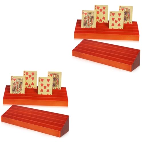 KONTONTY 4 Stück 1 Kartenhalter Für Kartenspiele Spielkartenständer Canasta-kartenhalter Brückenkartenhalter Ablagefach Für Spielkarten Spielkarten-Organizer Spielkartenfach Kiefernholz von KONTONTY