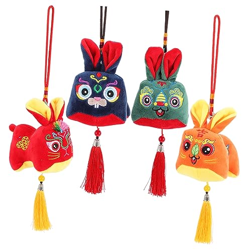 KONTONTY 4 Stück Ausgestopftes Hasen-Maskottchen-Spielzeug Chinese New Year Rabbit hasenpuppe Stoffhase Sternzeichen Hase Plüschtier Kinderspielzeug ausgestopftes Hasenspielzeug von KONTONTY