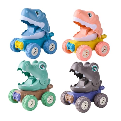 KONTONTY 4 Stück Dinosaurier-Auto geschirrset Set Auto Set Mini-Auto- für Trägheitsauto Junge Plastik von KONTONTY