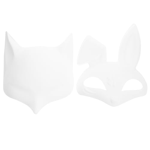 KONTONTY 4 Stück Fuchs Maske unbemalte Maskerade Fuchsmasken selber machen Maske malen Hase Ratte Tiere halloween masken halloweenmaske rabbit mask leere DIY-Masken Fuchsmaske leer PVC Weiß von KONTONTY