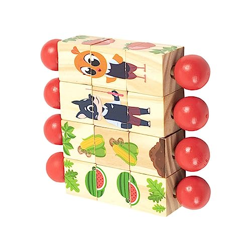 KONTONTY 4 Stück Kinderbausteine B Kinderspielzeug Kinderpuzzle Kinderpuzzle Puzzle Baustein Puzzle Lustiges Kinderspielzeug Puzzle Rotierendes Stereo Puzzle Aus Holz Rot von KONTONTY